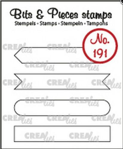CREALies clear stamps Bits & Pieces Text stripes set a outline
