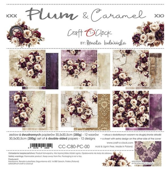 Craft O'Clock Plum & Caramel 12x12 Inch Paper Set