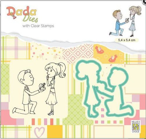 Nellie‘s Choice DADA Die & Clear stamp marriage Heiratsantrag 54x54mm