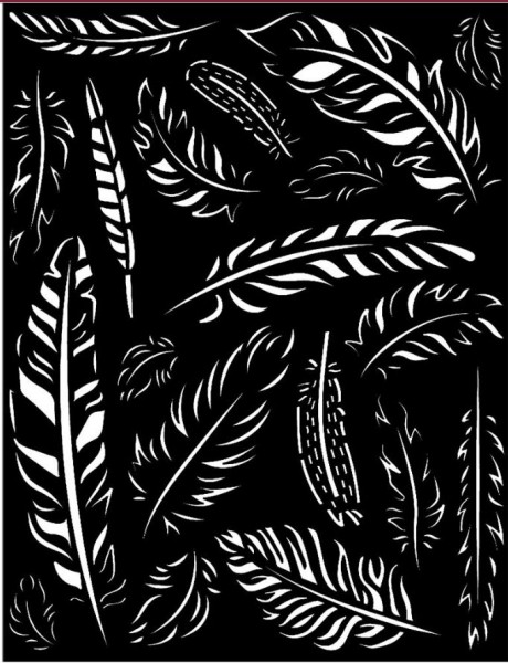 Stamperia Thick Stencil 20x25 cm - Amazonia feathers