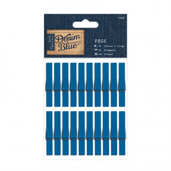 docrafts Papermania Denim blue 20 Miniholzwäscheklammern blau