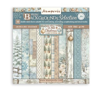 Stamperia Scrapbooking-Block Hintergründe 30,5x30,5 cm – White Christmas