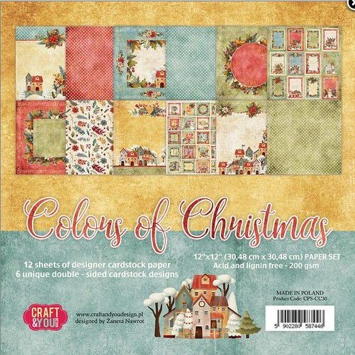Craftandyou Design 12x12 Paper pack Colours of Christmas