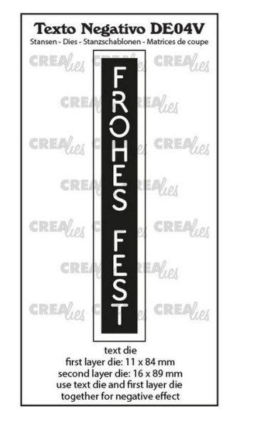 Crealies • Stanzschablone: Frohes Fest (Vertical) negativ
