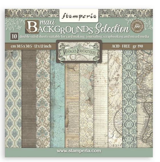 Stamperia Voyages Fantastiques Maxi Background 12x12 Inch Paper Pack
