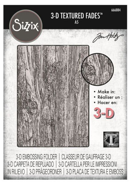 Sizzix 3D Texture Fades Embossingfolder Lumber Large A5 Holzoptik