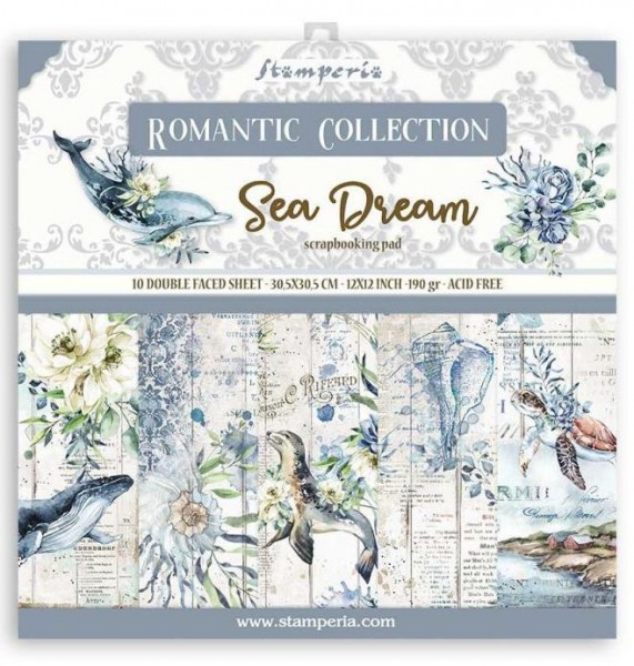 Stamperia Scrapbooking Pad 10 sheets - 30.5x30.5 (12"x12") - Romantic Sea Dream