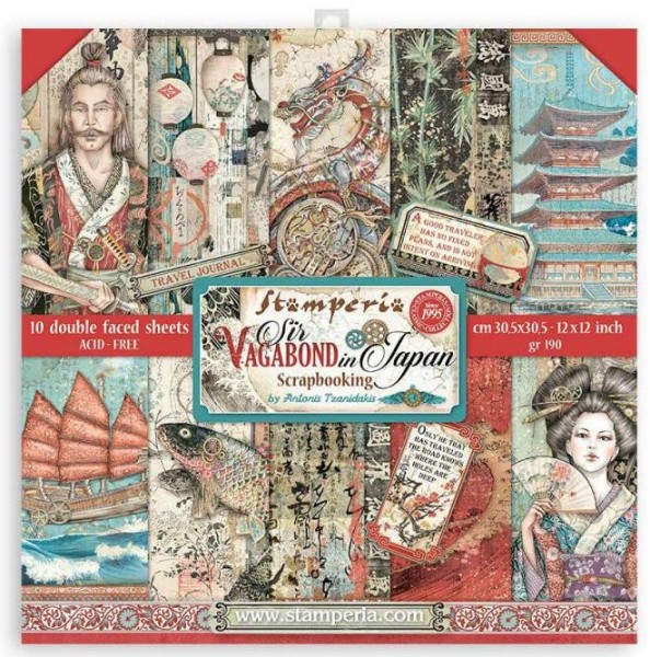 Stamperia Scrapbooking Pad 10 sheets cm 30,5x30,5 (12"x12") - Sir Vagabond in Japan