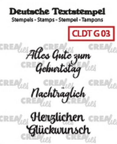 CREALies kleine deutsche Textstempel Geburtstag clear stamps