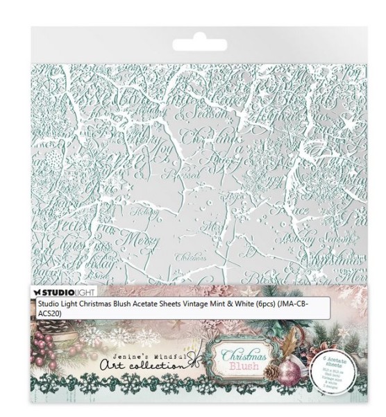 StudioLight Christmas Blush Acetate Sheets / Acetatfolie Vintage Mint & White (6pcs)