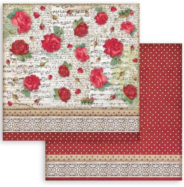 Stamperia Scrapbooking Double face sheet - Desire pattern with roses 12x12