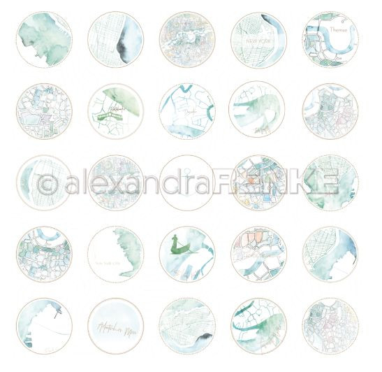 alexandraRENKE Designapapier Kreise Karte Aquarell