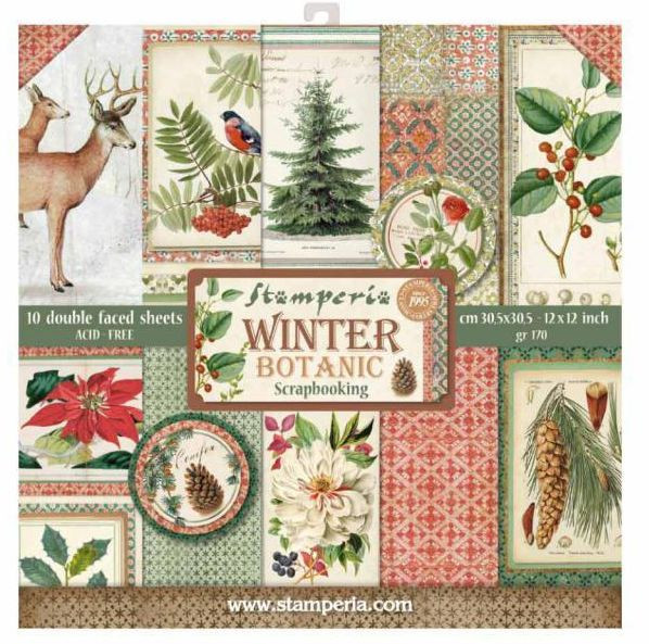 Stamperia Winter Botanic 12x12 Paper pack