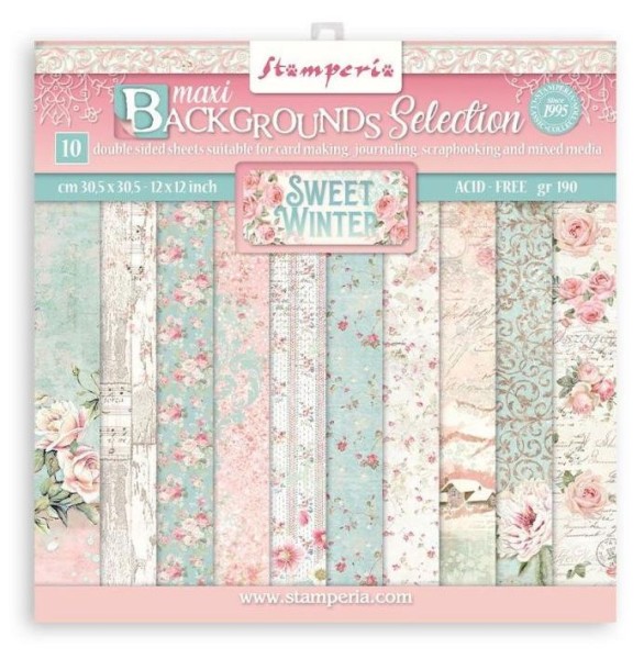 Stamperia Scrapbooking Pad 10 sheets 12x12 Maxi Background selection - Sweet winter