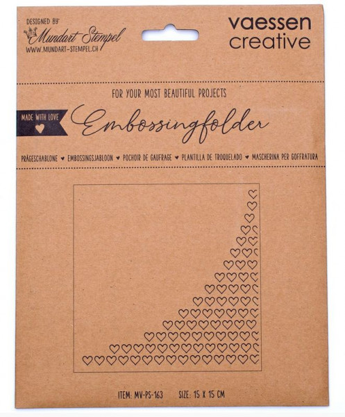 Vaessen Creative - Mundart Stempel - Embossingfolder Herzenrand unten 15cm x 15 cm