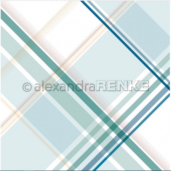 AlexandraRENKE Designpapier Karo Streifen diagonal Eisgrün