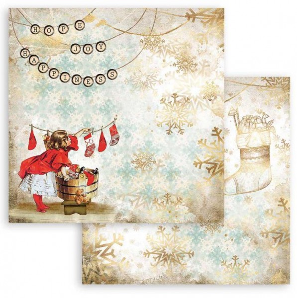Stamperia Scrapbooking Double face sheet - Romantic Christmas socks 12x12