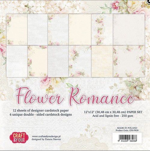 Craft&You Flower Romance Big Paper Set 12x12 12 Blatt