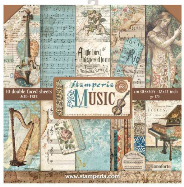 Stamperia Music Scrapbookpapier 12 x12 (10 Blatt)