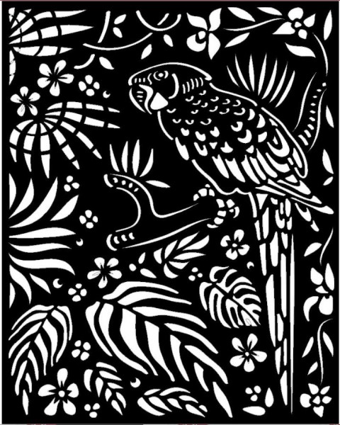 Stamperia Thick Stencil 20x25 cm - Amazonia parrot