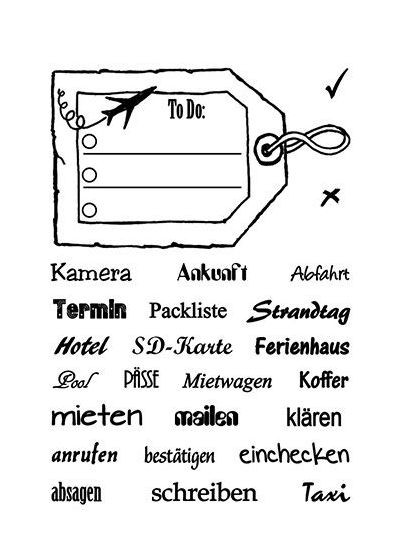 efco clear stamp set Reise 3 A7 / 74 x 105 mm, 25 - teilig, transparent