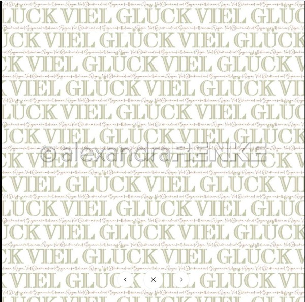 AlexandraRENKE Designpapier 'Serifentypo gestreift Viel Glück Elegant-Grün' 200g/m²
