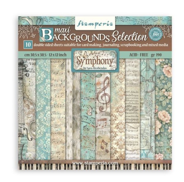 Stamperia Symphony 12x12 Inch Paper Pack Maxi Background Selection
