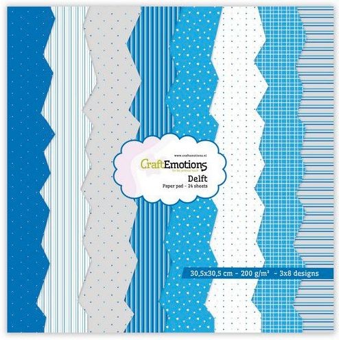 CraftEmotions Paper pad Delft - Blau 24 BG 30,5x30,5cm 12 inch