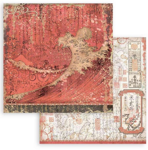 Stamperia Scrapbooking Double face sheet - Sir Vagabond in Japan red texture 12x12