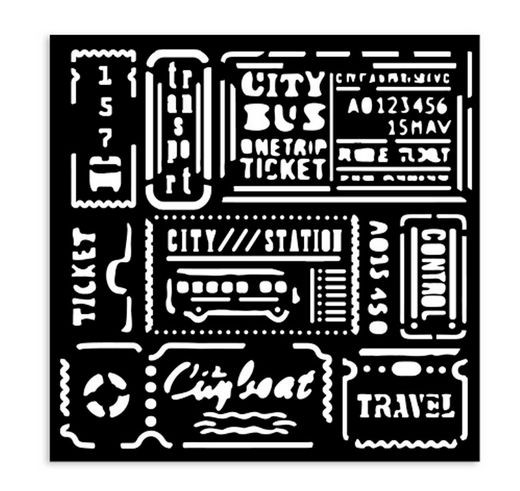 Stamperia Art of Travelling Thick Stencil 12x12cm Tickets (KSTDS06)