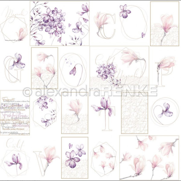 alexandraRENKE Designpapier Kärtchenbogen rose Blumengeometrie