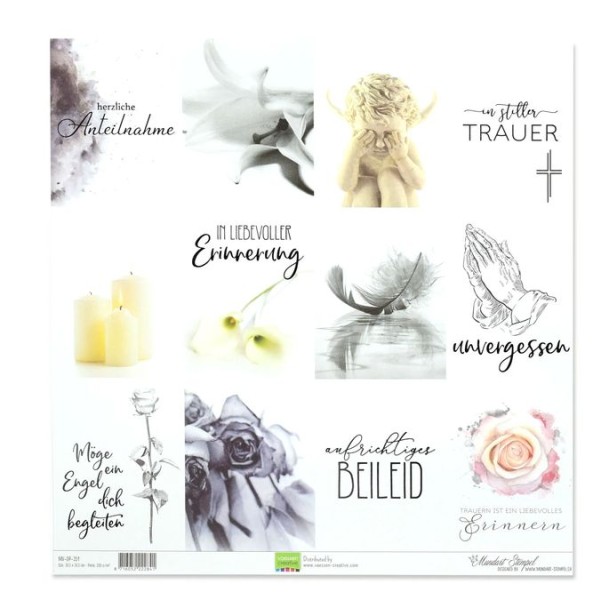 Mundart Stempel • Papier Tags Deutsche Text "Trauer"