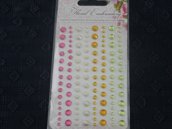 ScrapBerry´s Floral Embroidery selbstklebende Glitzersteine 120 Stück / 4 Farben