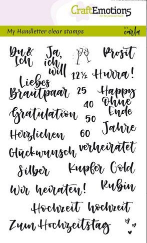 CraftEmotions Handletter, handlettering Clear Stamps Hochzeit