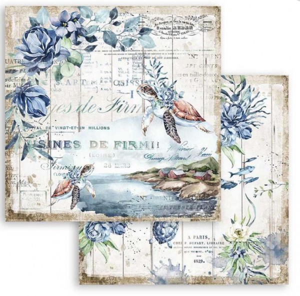 Stamperia Scrapbooking paper double face - Romantic Sea Dream turtle 12x12