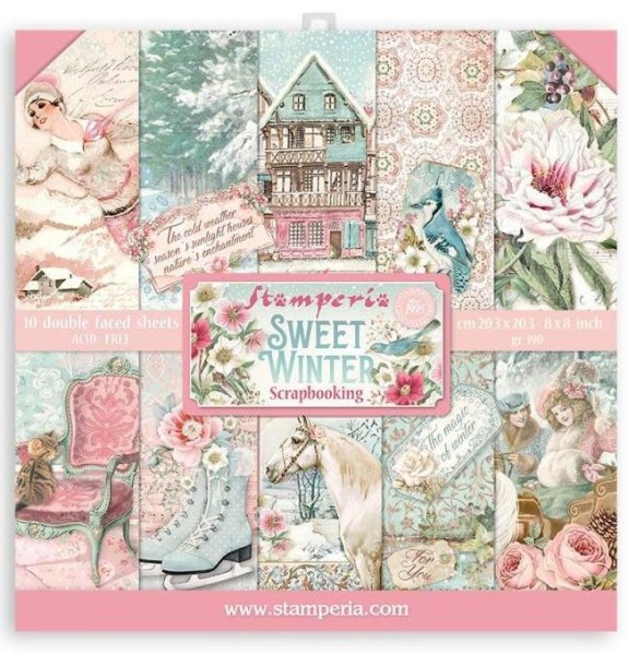Stamperia Scrapbooking Small Pad 10 sheets (8x8) - Sweet winter