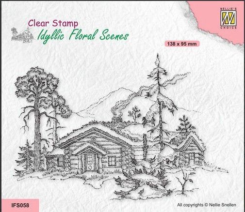 Nellies Choice clearstamp - Idyllic Floral - Häuschen IFS058 138x95mm