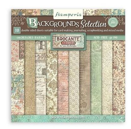 Stamperia Brocante Antiques Backgrounds 8x8 Inch Paper Pack