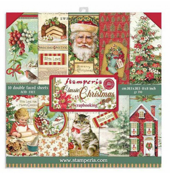 Stamperia 8x8 Paper Pack Classic Christmas
