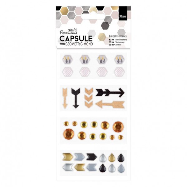 Papermania Embellishments (39pcs) - Capsule - Geometric Mono