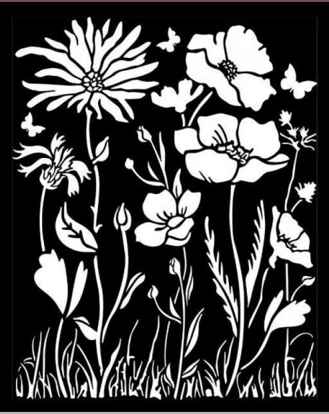 Stamperia Thick Stencil 20x25 cm - Atelier poppy and flower