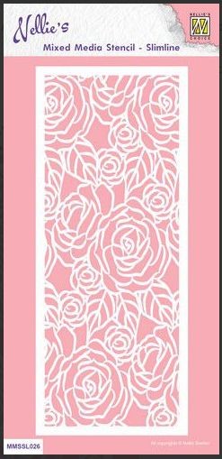 Nellie‘s Choice Mixed Media Stencils Slimline Roses MMSSL026 85x205mm