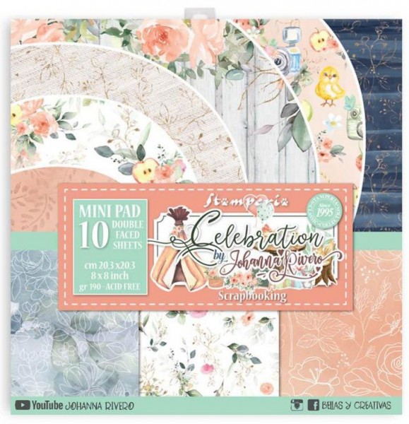 Small Pad 10 sheets cm 20,3x20,3 (8"x8") Double Face Celebration