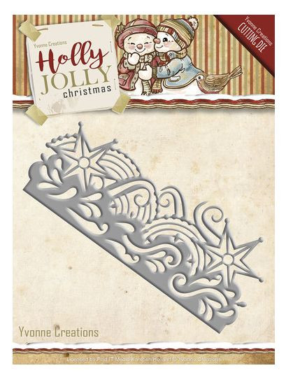 Yvonne Creations Holly Jolly Christmas Snowflake Border Stanzschablone YCD10069