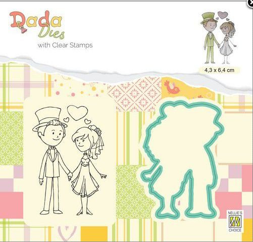 Nellie‘s Choice DADA Die & Clear stamp marriage In Love 43x65mm