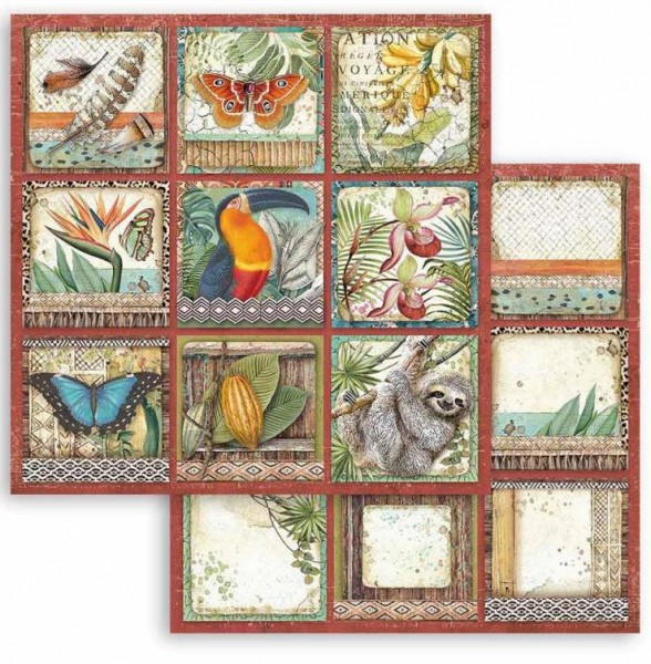 Stamperia Scrapbooking paper double face - Amazonia square tags 12x12