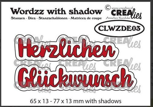 Crealies Wordzz with Shadow Herzlichen Glückwunsch (DE) CLWZDE03 77x13mm
