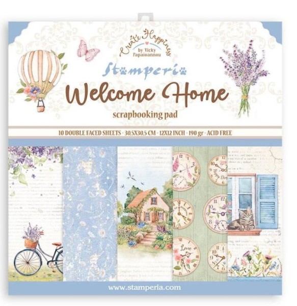 Stamperia Scrapbooking Pad 10 sheets cm 30,5x30,5 (12"x12") - Create Happiness Welcome Home