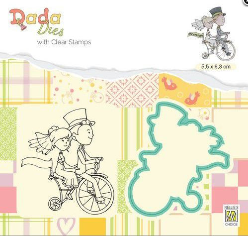 Nellies Choice DaDaDies Stanzschablone mit Clear Stamp Love on a bike