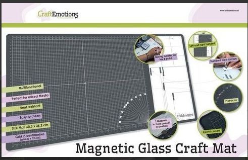 CraftEmotions Glass Arbeitsplatte (60,3 x 36,2cm) magnetisch Tempered glass grid 40x32cm